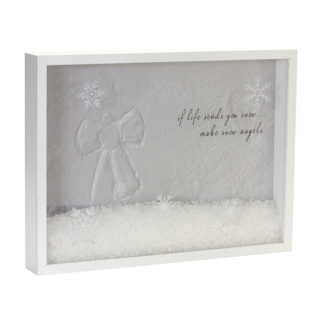 15.75" Winter Snow Angels Shadow Box Tabletop Décor